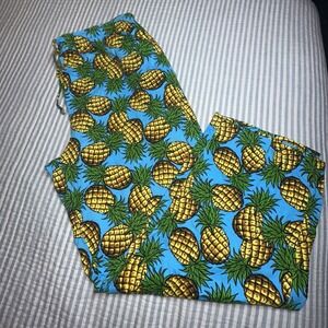 Intimo Men's Pineapple Print PJ Pants XL Blue Cotton Drawstring Pockets Tropical
